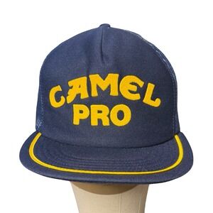 Camel‎ Pro Racing Vintage Hat Puffy Print Trucker Cap Snapback Made In USA